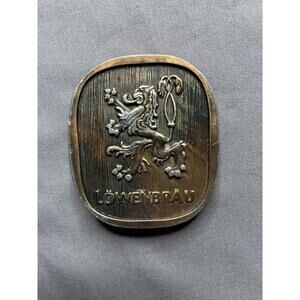 Vintage Lowenbrau 1975 Heavy Brass Belt Buckle - Made by Bergamot